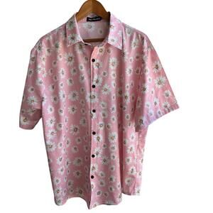 JOLI PLACARD Shirt Mens XL Pink Floral Daisy Tropical Hawaiian 100% Cotton